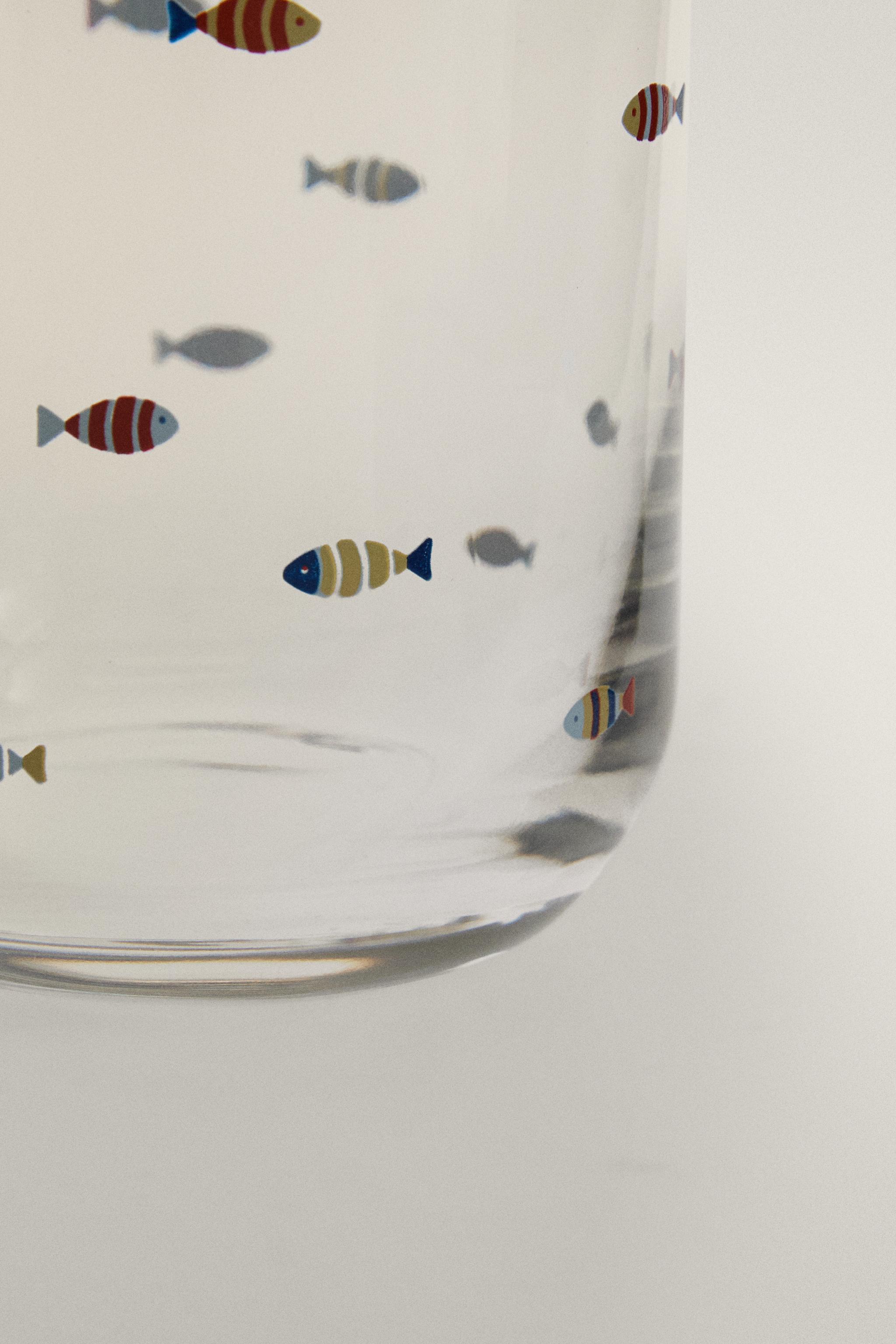 VERRE EN VERRE MOTIF POISSONS