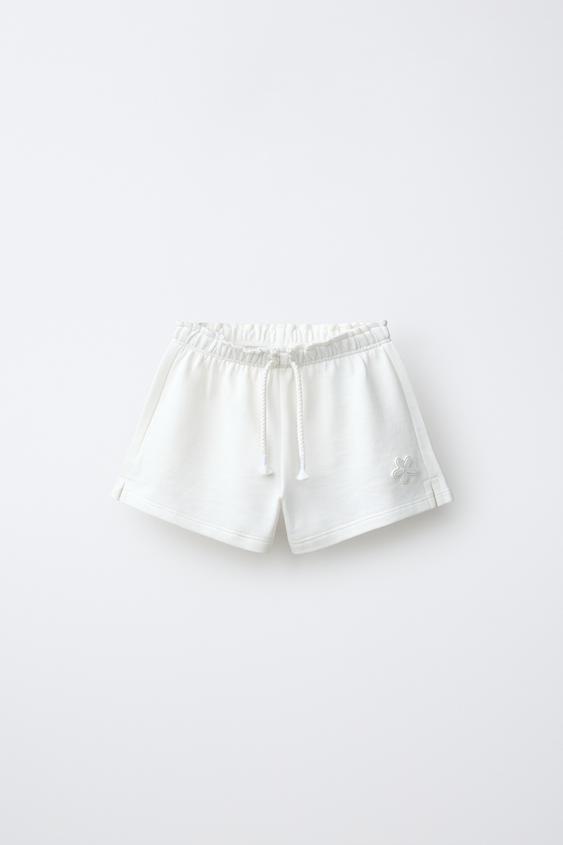 RUBBERISED APPLIQUÉ PLUSH BERMUDA SHORTS - White by Zara - Image 0