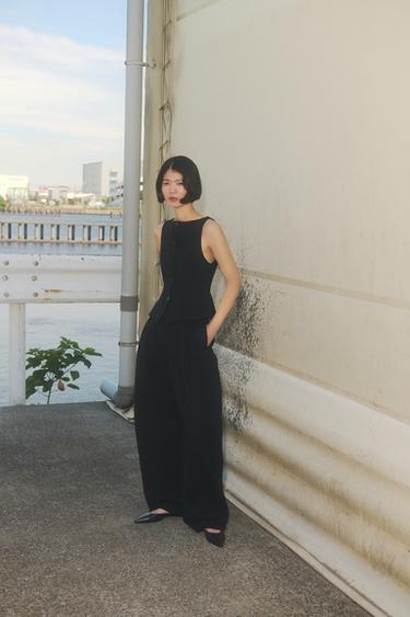 PANTALONS AMB PINCES ZW COLLECTION - Negre de Zara