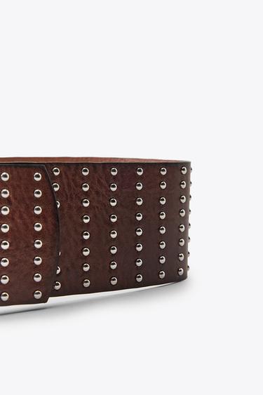 CEINTURE EN CUIR MULTI CLOUS - Marron de Zara - Image 3
