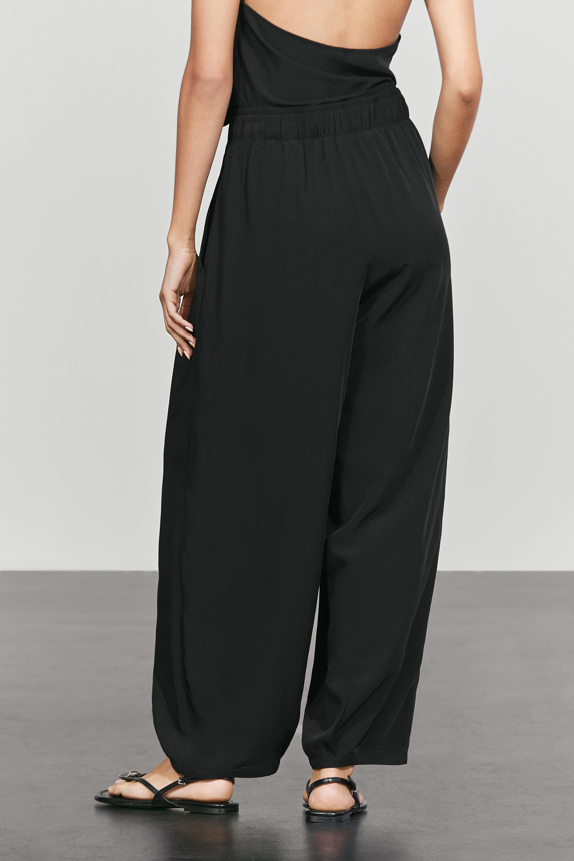 Flowing pants with tie-waist