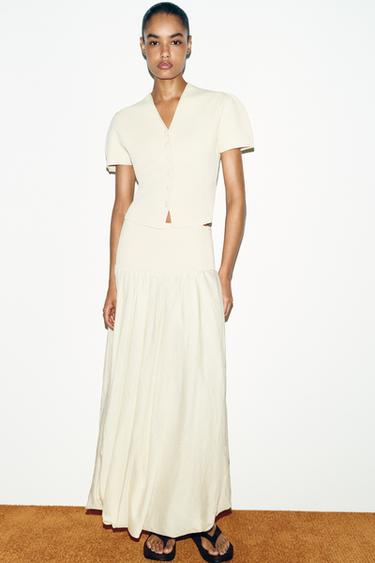KNIT BALLOON SKIRT - Ecru by Zara