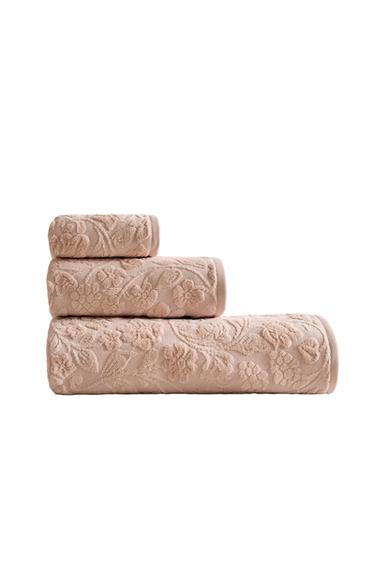 Zara FLORAL JACQUARD BATH TOWEL - 淺粉紅色