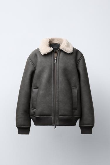 Zara DOUBLE-FACED BOMBER JACKET - Mink