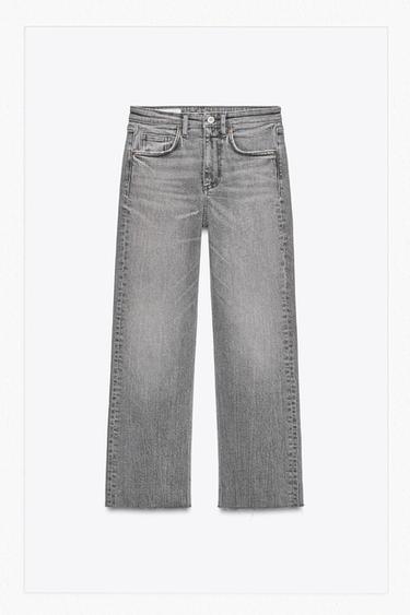 JEANS TRF CROPPED FLARE TIRO ALTO - Gris claro de Zara
