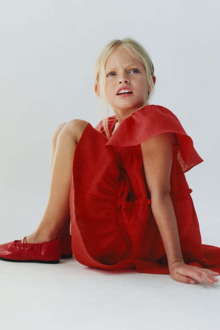RUFFLED LINEN DRESS