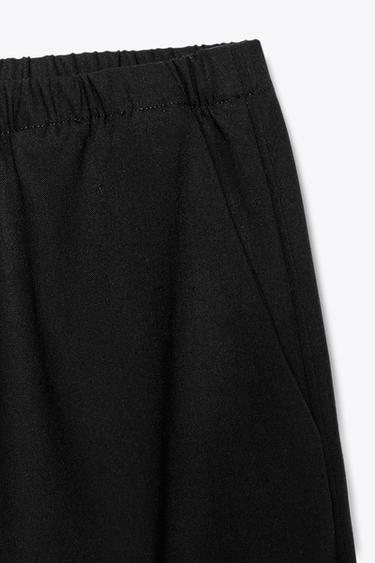 Zara STRAIGHT LEG PANTS WITH SIDE PIPING - Black
