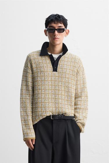 Zara 撞色針織 POLO 衫 - 焦糖色