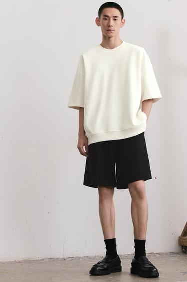 Zara 運動風紋理短褲 - 黑色