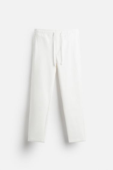 بنطلون بخصر JOGGER مريح - أبيض مكسور الخاص بـ Zara
