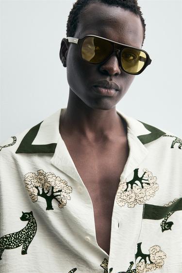 CHEMISE À IMPRIMÉ ANIMALIER - Écru / Vert de Zara - Image 6