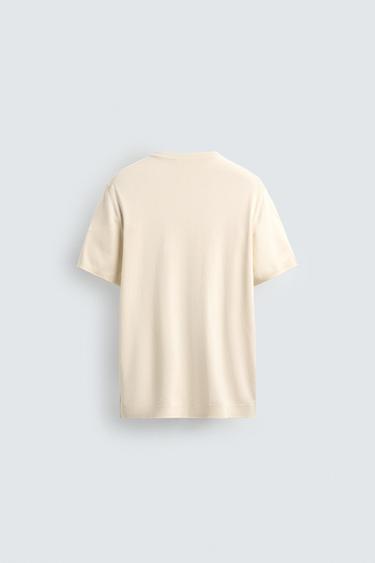 BASIC REGULAR FIT KNIT T-SHIRT - Ecru by Zara