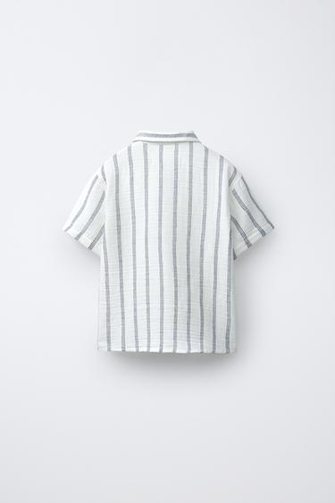 CHEMISE TEXTURÉE À RAYURES - Écru clair de Zara - Image 1