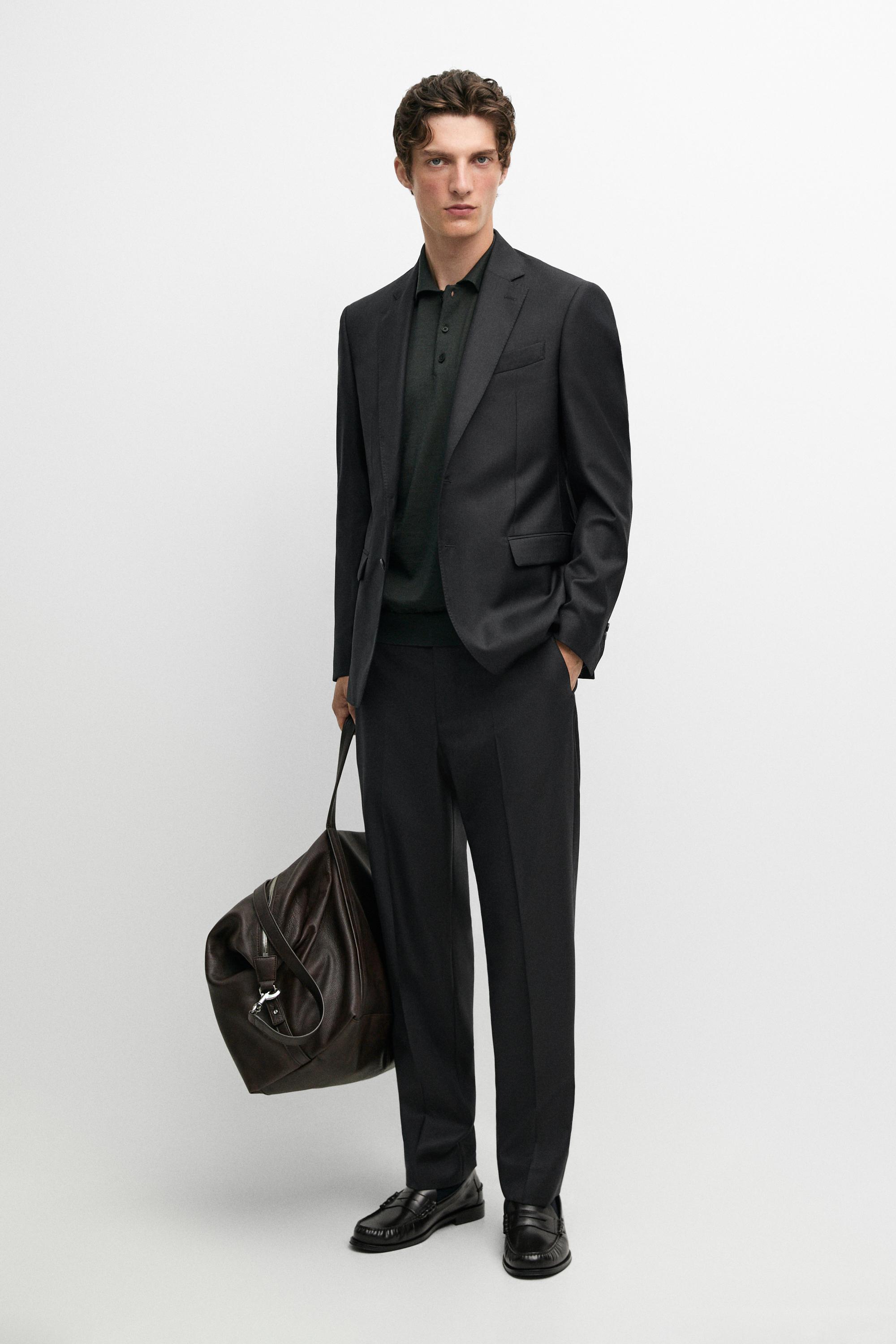 100% Wool Suit Blazer — Anthracite Gray