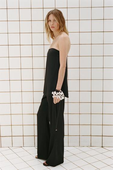 PANTALÓN SATINADO TIRO ALTO - Negro de Zara - Imagen 0