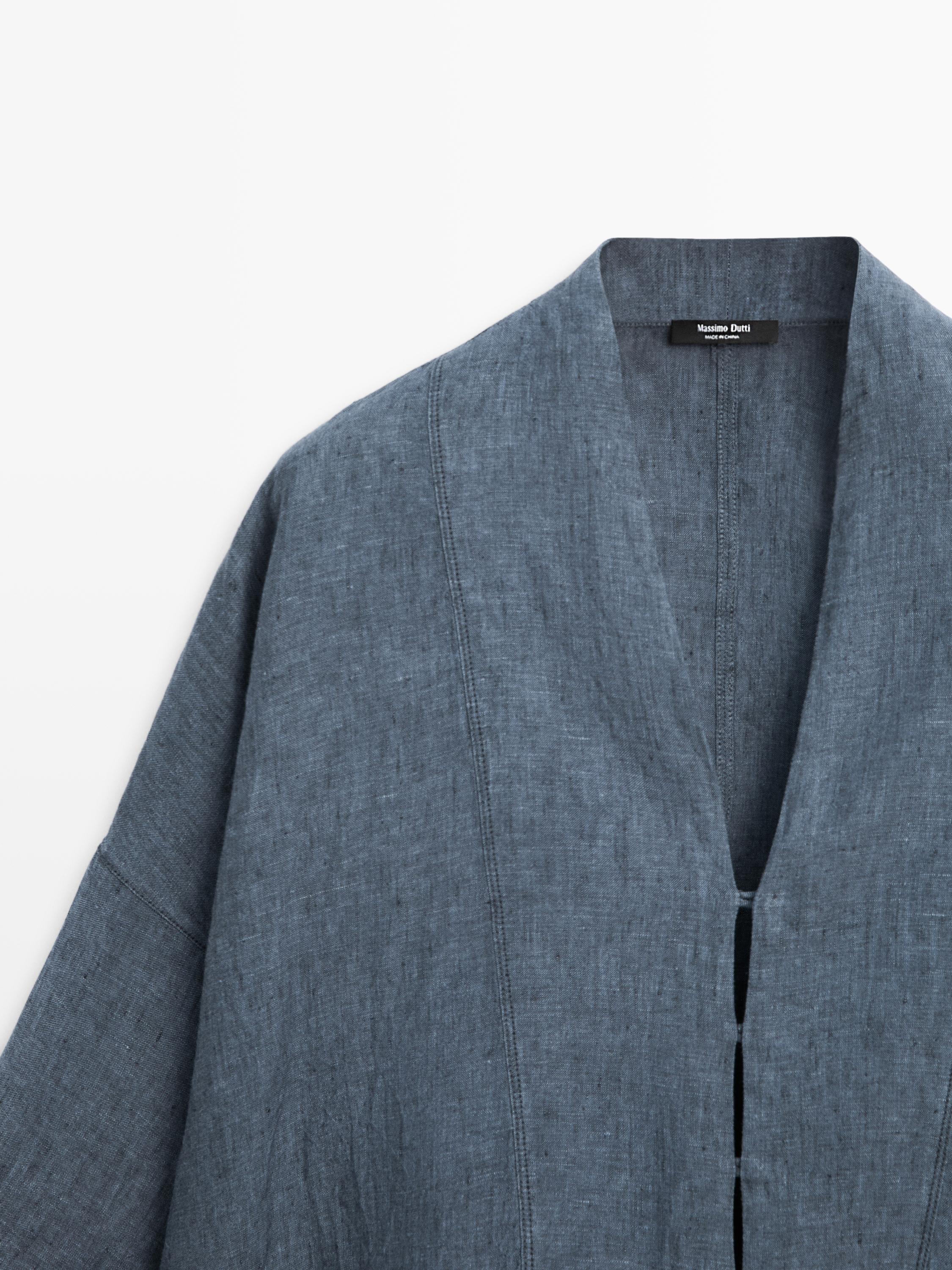 100% linen V-neck kimono