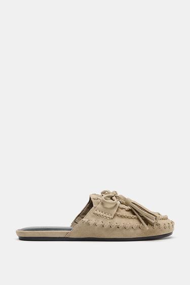 ZAPATO DESTALONADO BORLAS SERRAJE - Marrón Arena de Zara - Imagen 0