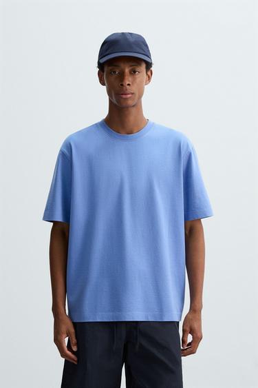 ÁO PHÔNG HEAVYWEIGHT CỘC TAY - Màu xanh nhạt từ Zara