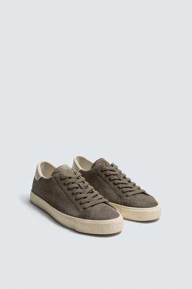 LEATHER TRAINERS - Grey by Zara