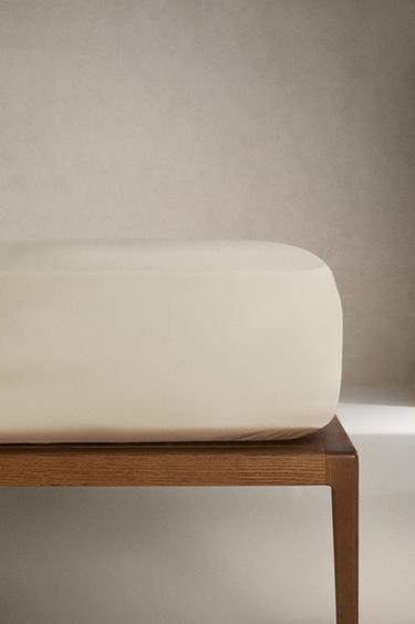 Zara PERCALE FITTED SHEET | 11.8" THICK (200 THREAD COUNT) - Vanilla - Image 0