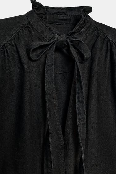 DENIM SHIRT WITH SHOULDER PADS ZW COLLECTION - Black by Zara - Image 9