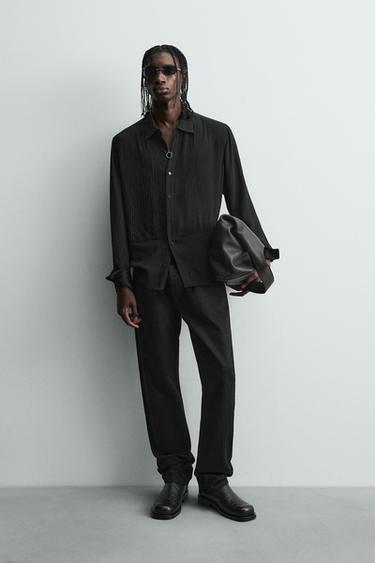 CHEMISE FLUIDE À PLIS NERVURÉS - Noir de Zara - Image 0