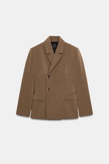 ZW COLLECTION DOUBLE-BREASTED BLAZER - Brown by Zara - Image 0