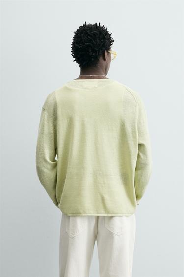 100% HEMP HENLEY JUMPER - Light green by Zara - Image 2