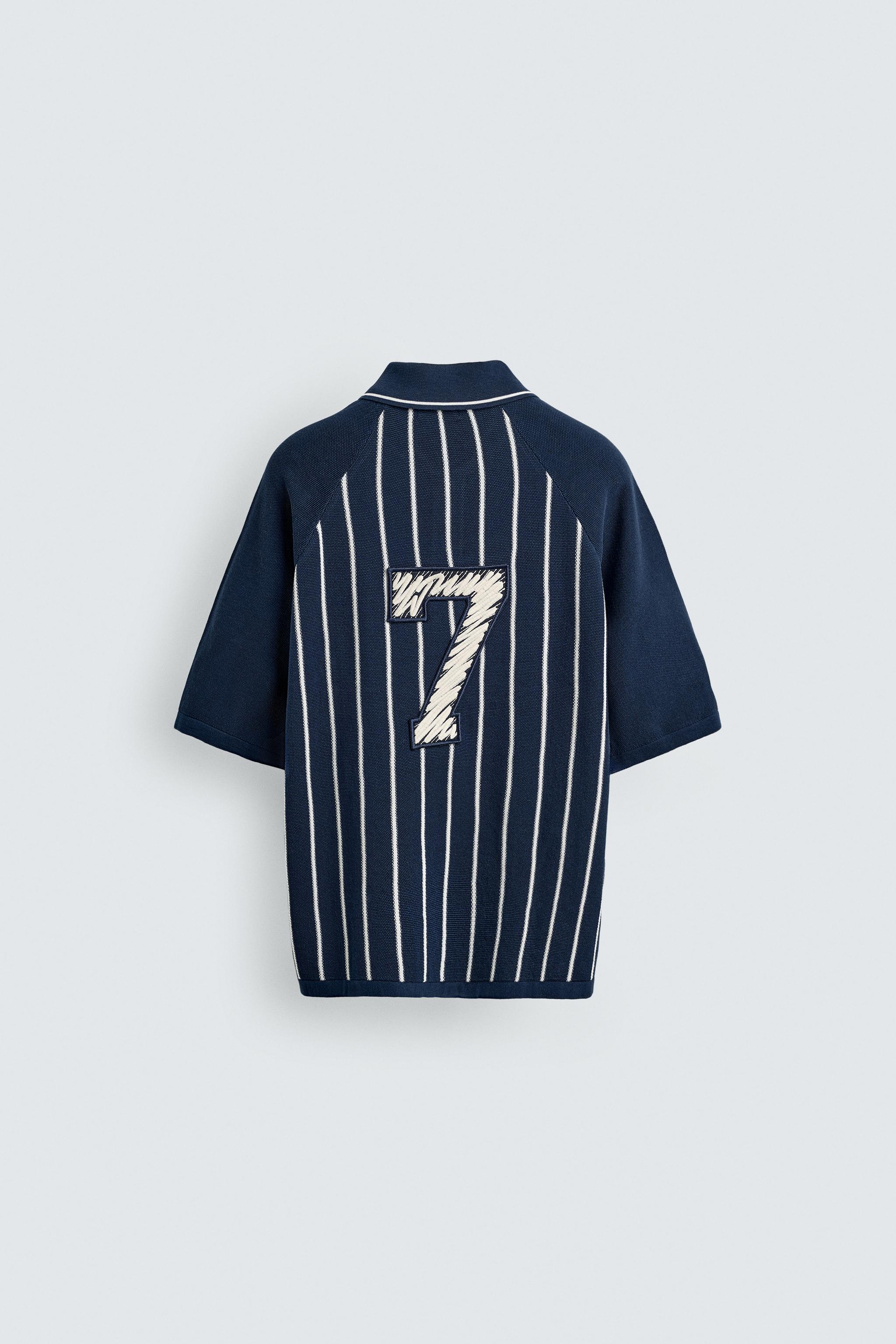 KNIT STRIPED POLO SHIRT WITH EMBROIDERED PATCH
