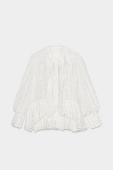 CAMISA VOLANTES ZW COLLECTION - Blanco de Zara
