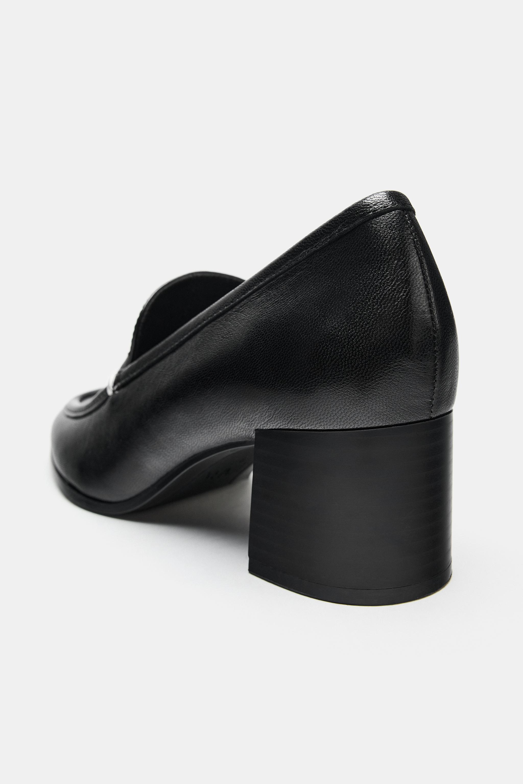 レザーヒールローファー - ブラック | ZARA Japan / 日本