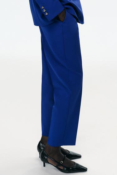 HIGH-WAIST SLIM-FIT TROUSERS - Bluish by Zara