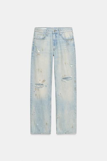 TRF OVERSIZED BAGGY STRAIGHT-LEG MID-WAIST JEANS - Light blue by Zara