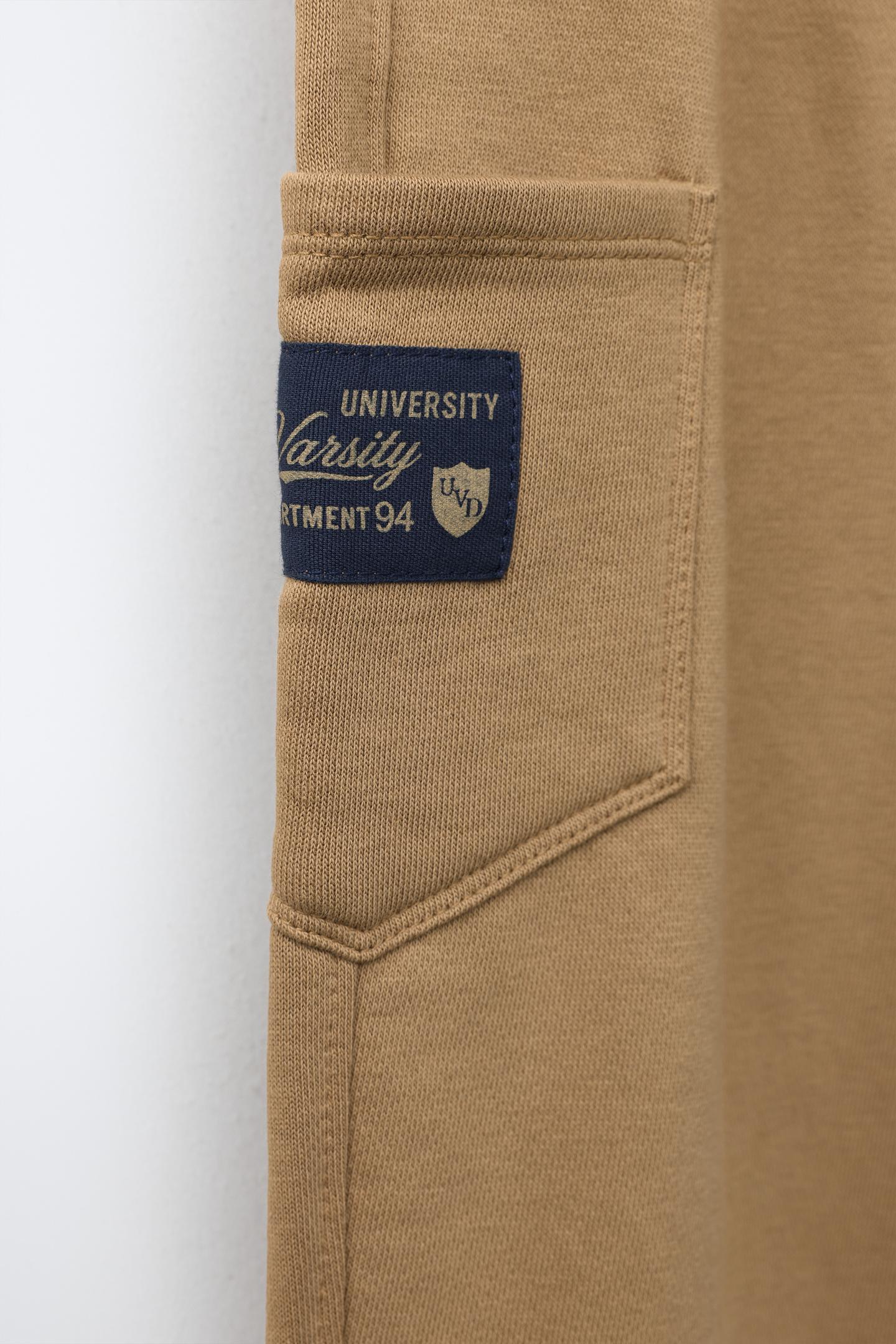 Детские брюки Zara Varsity Cargo Sweatpants, цвет: Серо-коричневый коричневый — фото 4