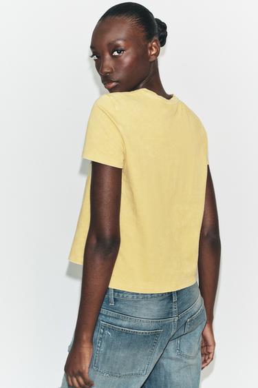 RUSTIC SHORT SLEEVE T-SHIRT - Yellow by Zara - Image 3
