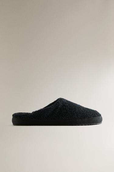 TERRY BATHROOM MULE SLIPPERS - Black by Zara - Image 0