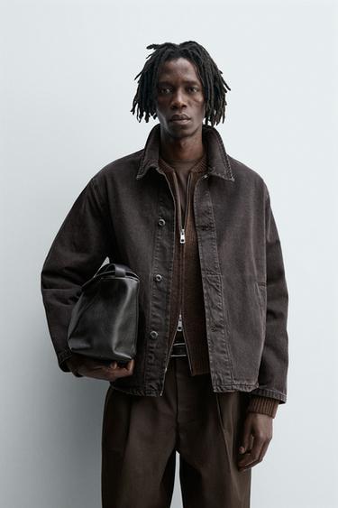 BOXY FIT DENIM OVERSHIRT - Chocolate by Zara