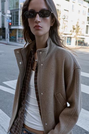 MANTEAU COURT AVEC LAINE ET CEINTURE - Vison foncé de Zara - Image 8