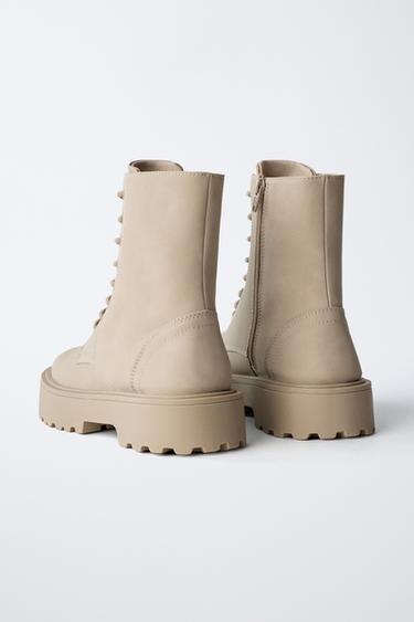 LACE-UP ANKLE BOOTS - Beige by Zara - Image 4