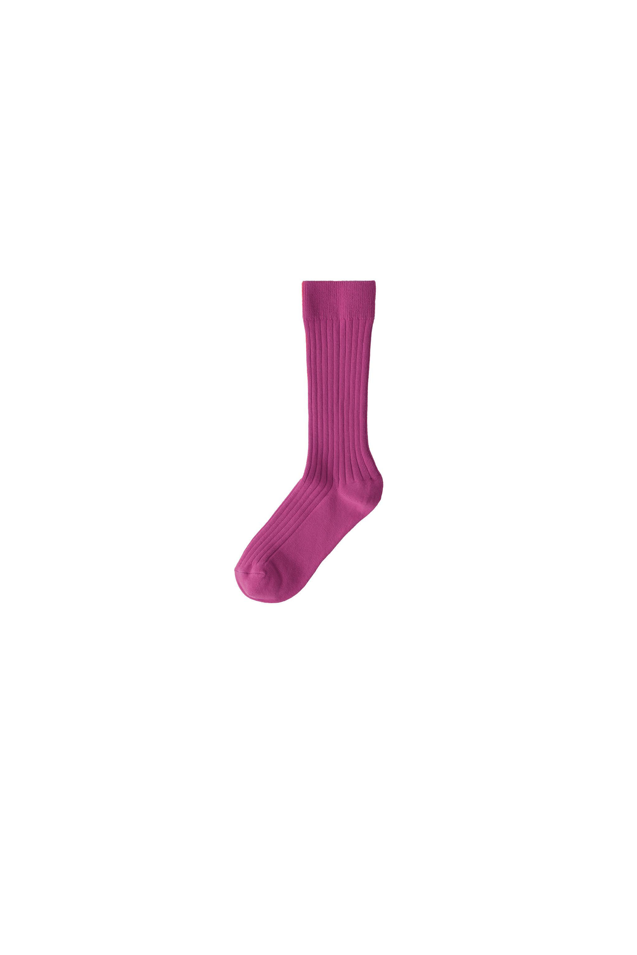 MID-LENGTH RIBBED SOCKS — Dark fuchsia