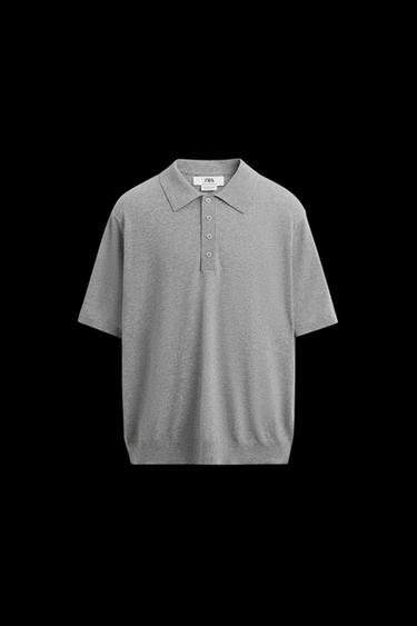 LIMITED EDITION COTTON BLEND KNIT POLO SHIRT - Grey marl by Zara - Image 0