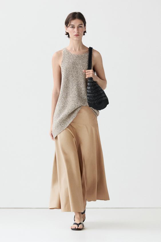 Flounce midi skirt with yoke detail from Zara - $180