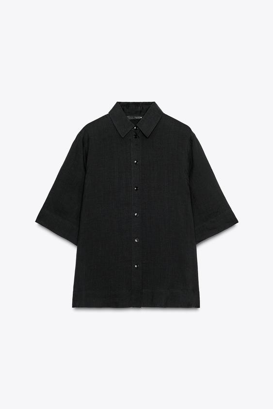 Zara Basic Zara Camisa Negra Mujer Blusa Negra Satinada Mujer
