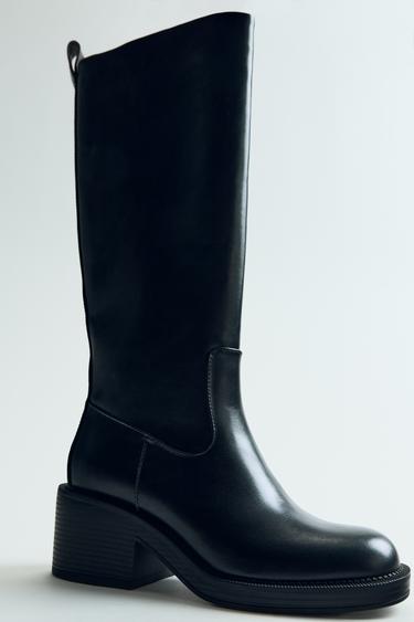 BOTA TACÓN ANCHO - Negro de Zara