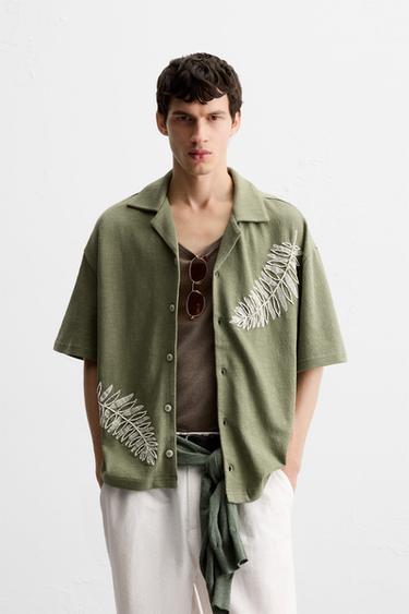 BEADED EMBROIDERY SHIRT - Green by Zara