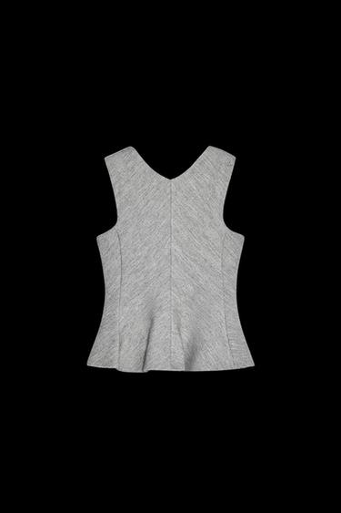 Zara TEXTURED PEPLUM TOP - Gray marl - Image 0