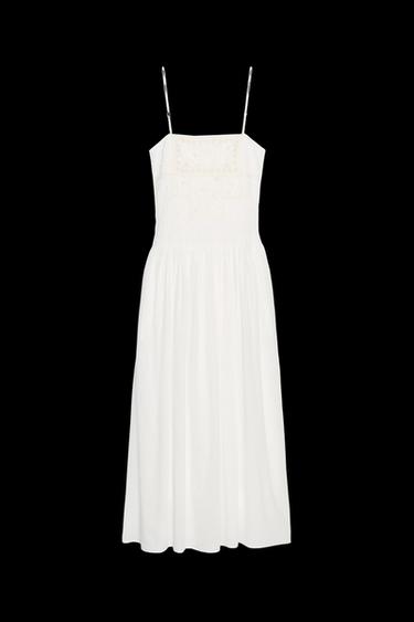 MIDI-KLEID MIT GESTICKTEN BLUMEN - Cremefarben von Zara - Bild 0