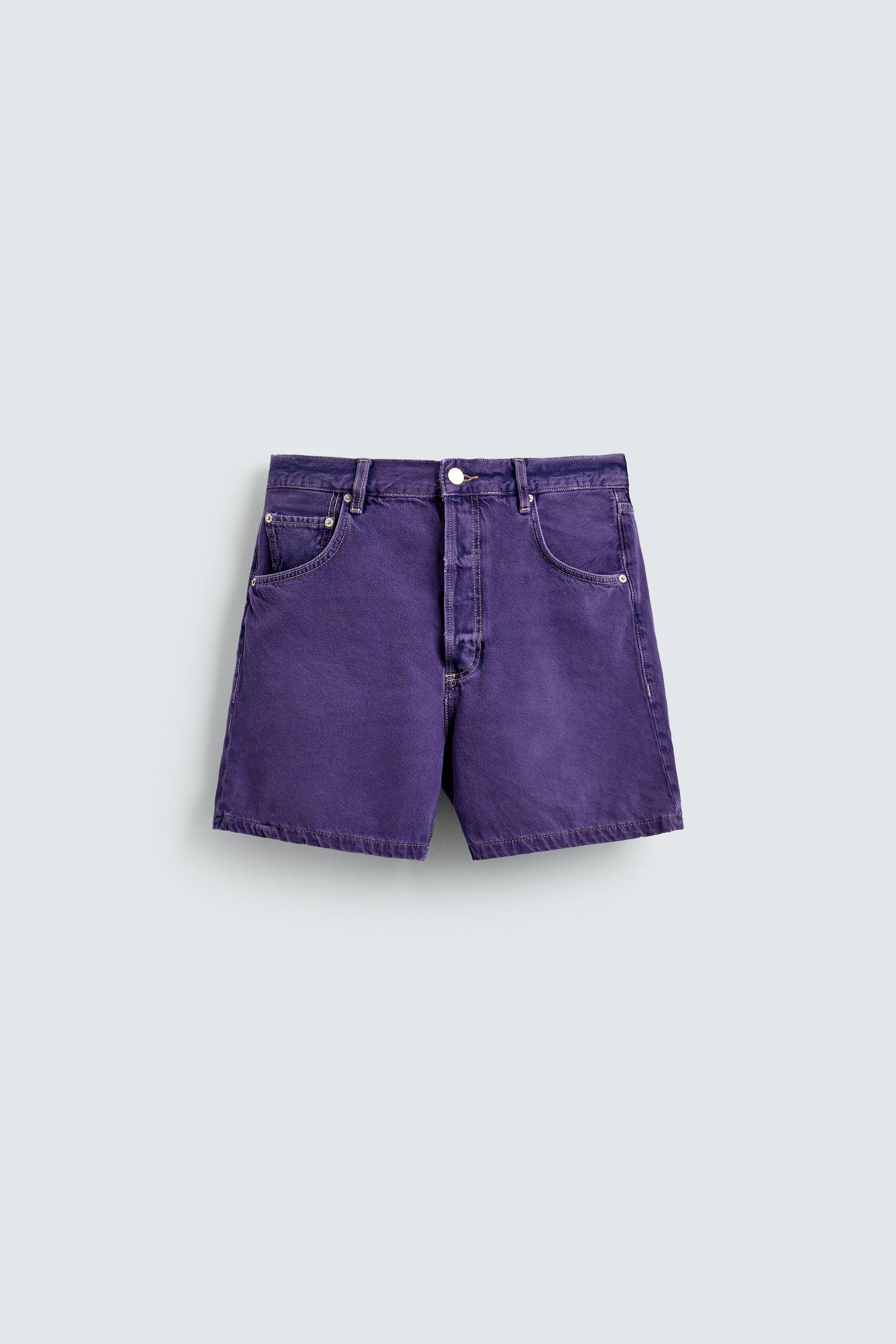 RELAXED FIT COLOR DENIM SHORTS