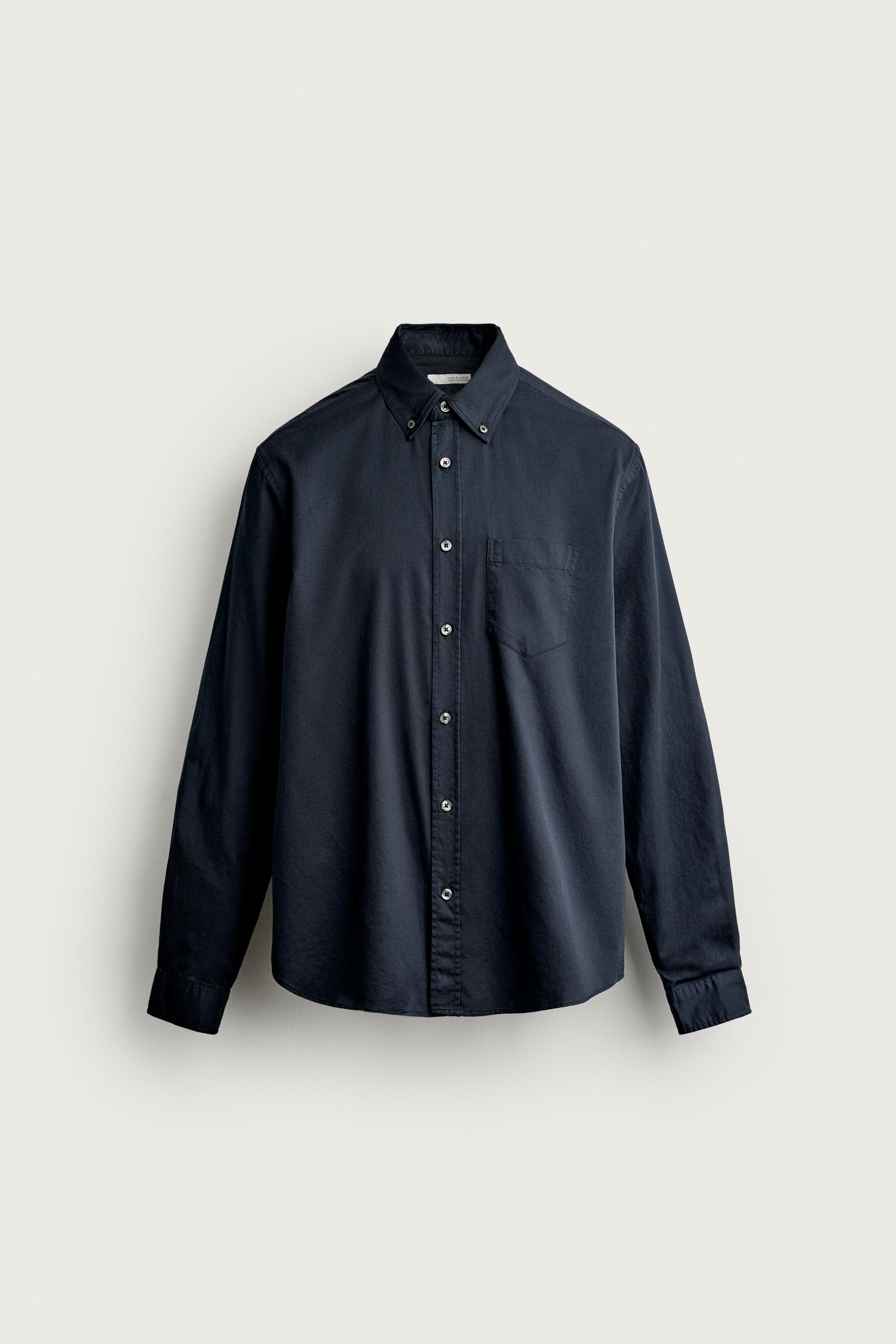RELAXED FIT POCKET SHIRT — Navy blue