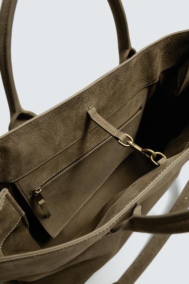 SAC BANDOULIÈRE EN CUIR - Gris taupe de Zara - Image 5